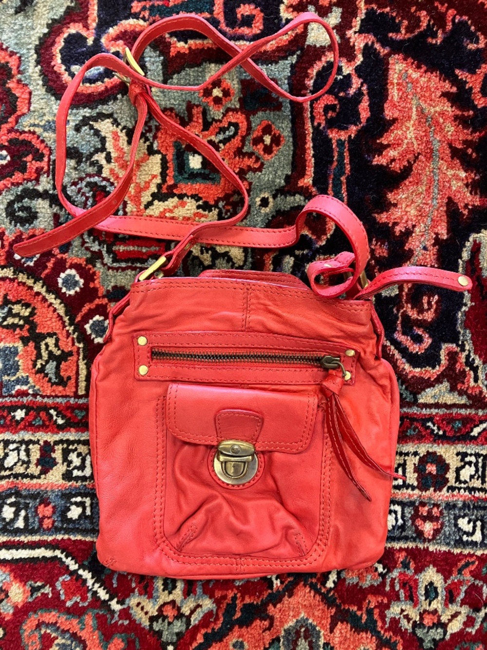 Vintage Oasis UK Leather Red Cross Body Bag - Super Soft